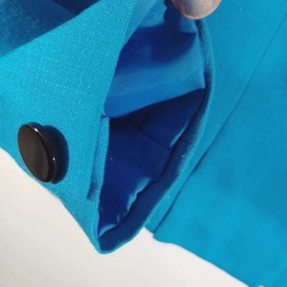 Vintage Sasson Blazer Jacket Aqua Blue Paris New York City Turquoise 80s - Picture 15 of 16